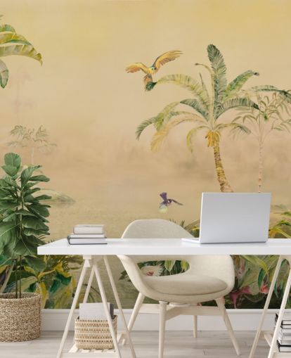 murale personalizzato giallo e verde con giungla chiamato Eden's Canopy di Loris Drago