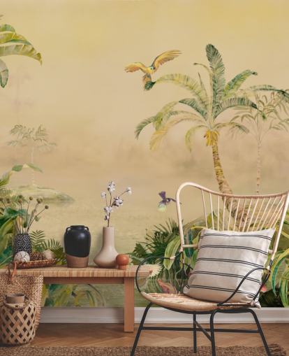 yellow and green custom jungle wall mural called Eden's Canopy by Loris Drago yellow and green custom jungle wall mural called Eden's Canopy by Loris Drago