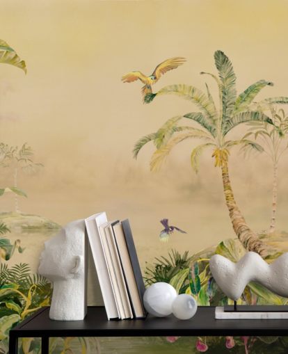 fresque murale personnalisée de la jungle jaune et verte appelée Eden's Canopy par Loris Drago fresque murale personnalisée de la jungle jaune et verte appelée Eden's Canopy par Loris Drago