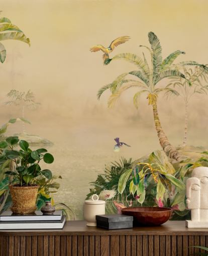 murale personalizzato giallo e verde con giungla chiamato Eden's Canopy di Loris Drago