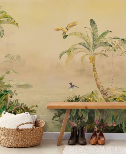 yellow and green custom jungle wall mural called Eden's Canopy by Loris Drago