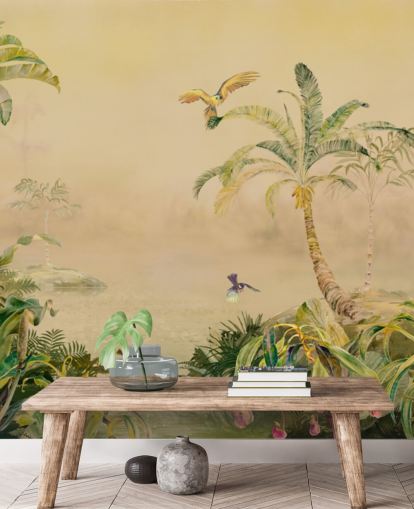 yellow and green custom jungle wall mural called Eden's Canopy by Loris Drago yellow and green custom jungle wall mural called Eden's Canopy by Loris Drago