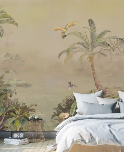 fresque murale personnalisable jaune et verte de la jungle appelée Eden's Canopy II par Loris Drago fresque murale personnalisable jaune et verte de la jungle appelée Eden's Canopy II par Loris Drago
