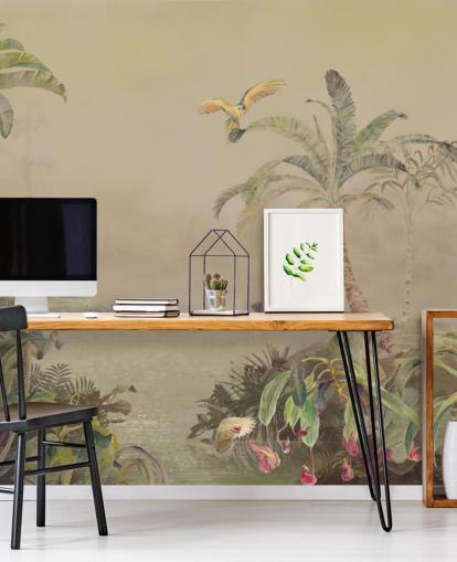 mural de pared de la jungla personalizable amarillo y verde llamado Eden's Canopy II de Loris Drago mural de pared de la jungla personalizable amarillo y verde llamado Eden's Canopy II de Loris Drago