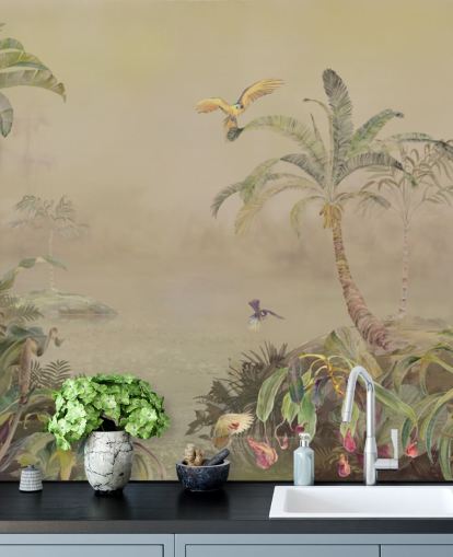 personalisierbares Dschungel-Wandbild in Gelb und Grün namens Eden's Canopy II von Loris Drago personalisierbares Dschungel-Wandbild in Gelb und Grün namens Eden's Canopy II von Loris Drago