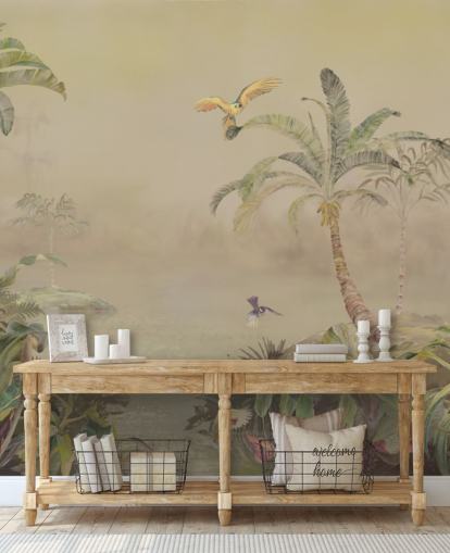 personalisierbares Dschungel-Wandbild in Gelb und Grün namens Eden's Canopy II von Loris Drago