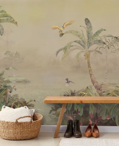 fresque murale personnalisable jaune et verte de la jungle appelée Eden's Canopy II par Loris Drago fresque murale personnalisable jaune et verte de la jungle appelée Eden's Canopy II par Loris Drago