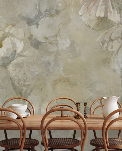 gray and yellow customizable vintage wall mural called Evanea by Loris Drago for bedrooms and living rooms