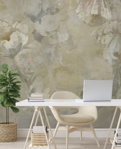 grey and yellow customisable vintage wall mural called Evanea by Loris Drago for bedrooms and living rooms