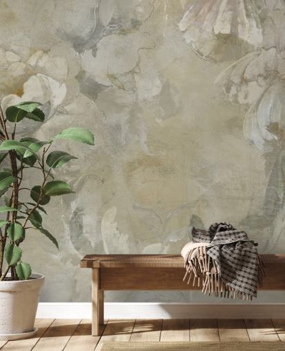 Graues und gelbes personalisierbares Vintage-Wandbild namens Evanea von Loris Drago für Schlafzimmer und Wohnzimmer