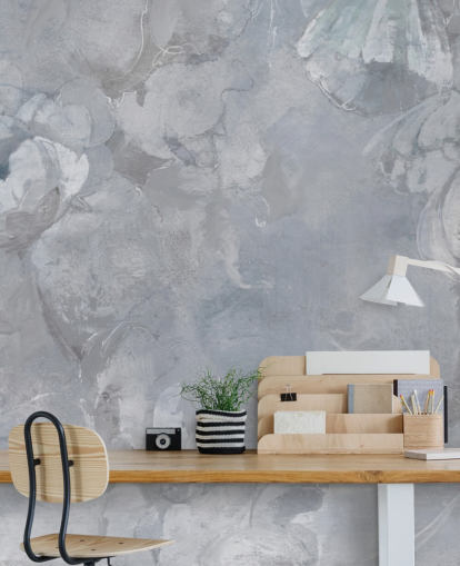 blue and grey floral wall mural called Evanea II by Loris Drago for bedrooms and living rooms blue and grey floral wall mural called Evanea II by Loris Drago for bedrooms and living rooms