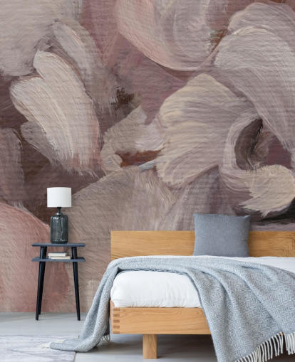 pink and purple custom abstract mural called Fluence by Loris Drago for bedrooms