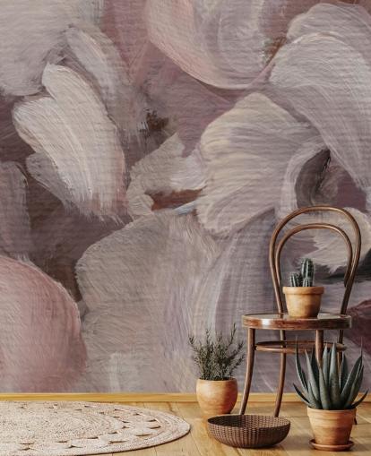 pink and purple custom abstract mural called Fluence by Loris Drago for bedrooms