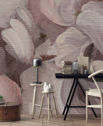 mural abstrato personalizado rosa e roxo chamado Fluence de Loris Drago para quartos