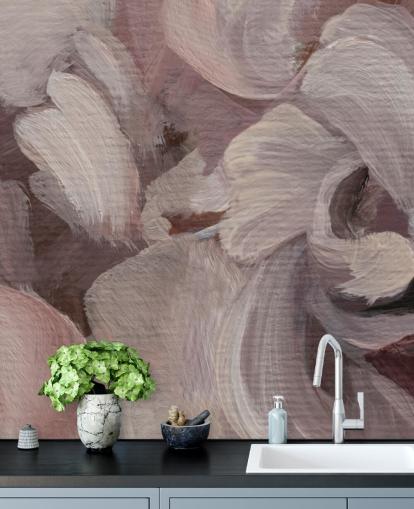 pink and purple custom abstract mural called Fluence by Loris Drago for bedrooms