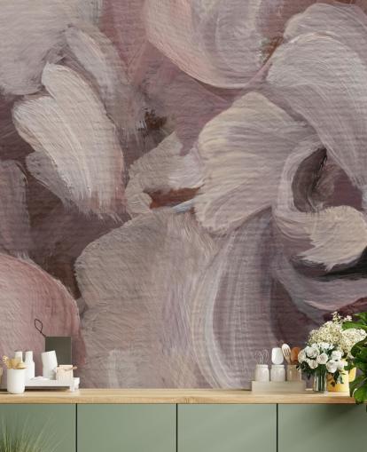 pink and purple custom abstract mural called Fluence by Loris Drago for bedrooms