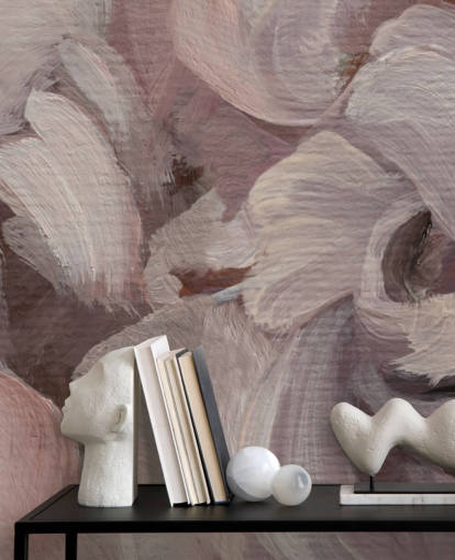 pink and purple custom abstract mural called Fluence by Loris Drago for bedrooms