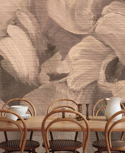 sepia customisable abstract mural called Fluence II by Loris Drago for dining rooms and home offices