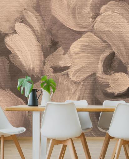 sepia customisable abstract mural called Fluence II by Loris Drago for dining rooms and home offices