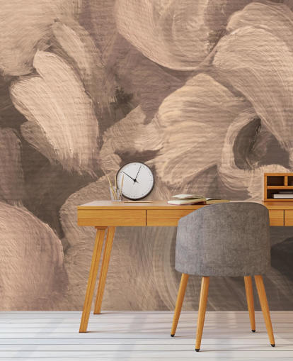 Personalisierbares abstraktes Wandbild in Sepia namens Fluence II von Loris Drago für Esszimmer und Heimbüros