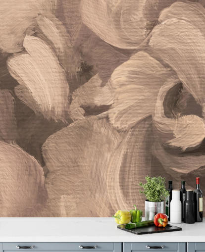 sepia customisable abstract mural called Fluence II by Loris Drago for dining rooms and home offices