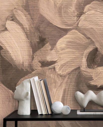 sepia customizable abstract mural called Fluence II by Loris Drago for dining rooms and home offices