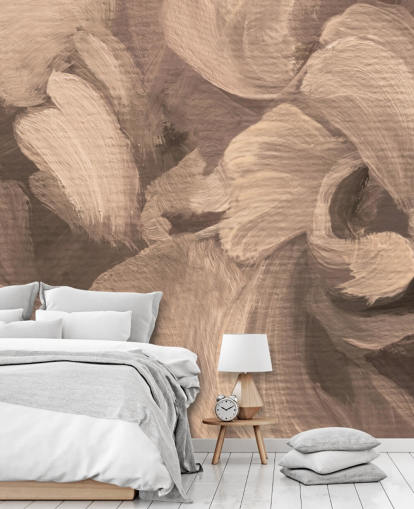 Personalisierbares abstraktes Wandbild in Sepia namens Fluence II von Loris Drago für Esszimmer und Heimbüros