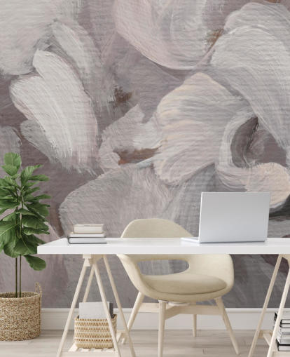 white and purple abstract mural called Fluence III by Loris Drago for bedrooms and living rooms white and purple abstract mural called Fluence III by Loris Drago for bedrooms and living rooms