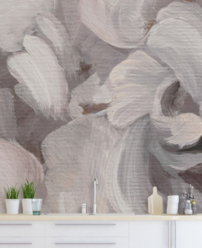 mural abstrato branco e roxo chamado Fluence III de Loris Drago para quartos e salas de estar mural abstrato branco e roxo chamado Fluence III de Loris Drago para quartos e salas de estar