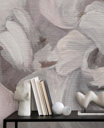 peinture murale abstraite blanche et violette appelée Fluence III de Loris Drago pour les chambres et les salons peinture murale abstraite blanche et violette appelée Fluence III de Loris Drago pour les chambres et les salons