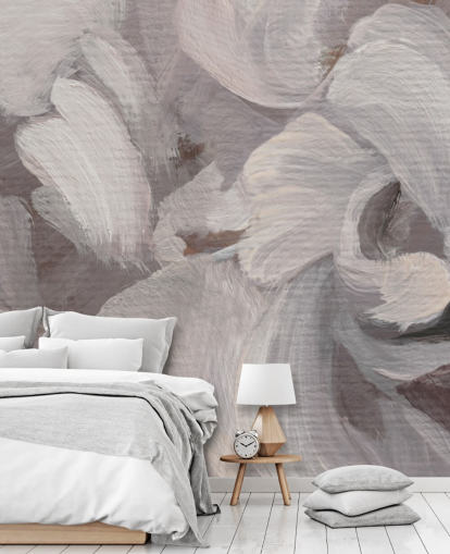 peinture murale abstraite blanche et violette appelée Fluence III de Loris Drago pour les chambres et les salons peinture murale abstraite blanche et violette appelée Fluence III de Loris Drago pour les chambres et les salons