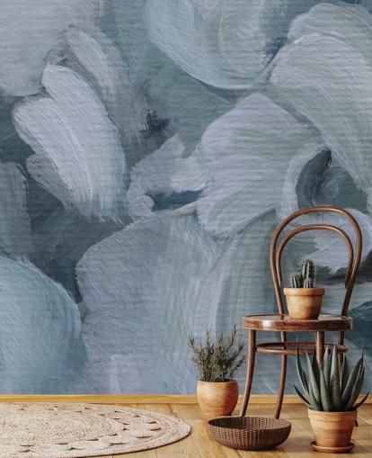 mural floral abstracto personalizable azul llamado Fluence IV de Loris Drago para dormitorios, baños y cocinas mural floral abstracto personalizable azul llamado Fluence IV de Loris Drago para dormitorios, baños y cocinas