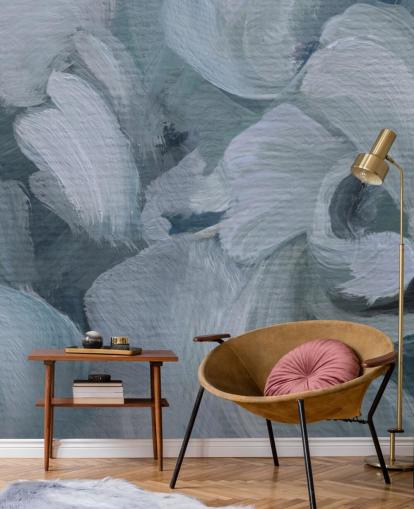 blaues, personalisierbares abstraktes Blumengemälde namens Fluence IV von Loris Drago für Schlafzimmer, Badezimmer und Küchen blaues, personalisierbares abstraktes Blumengemälde namens Fluence IV von Loris Drago für Schlafzimmer, Badezimmer und Küchen