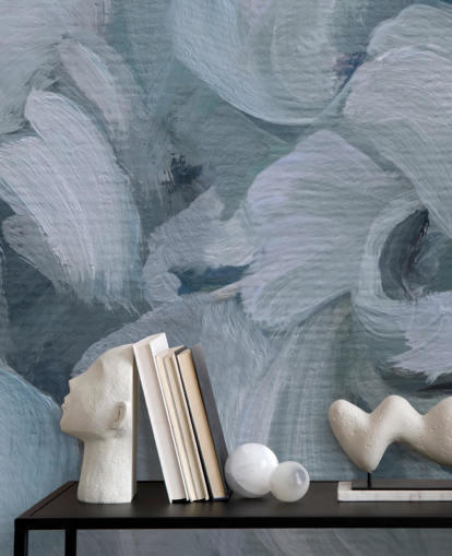 blue customisable abstract floral mural called Fluence IV by Loris Drago for bedrooms, bathrooms and kitchens blue customisable abstract floral mural called Fluence IV by Loris Drago for bedrooms, bathrooms and kitchens
