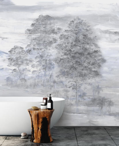 mural de paisaje abstracto personalizable gris y beige llamado Velaria de Loris Drago