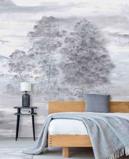 peinture murale de paysage abstraite personnalisable grise et beige appelée Velaria par Loris Drago