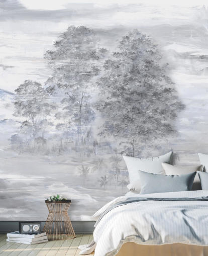 peinture murale de paysage abstraite personnalisable grise et beige appelée Velaria par Loris Drago peinture murale de paysage abstraite personnalisable grise et beige appelée Velaria par Loris Drago