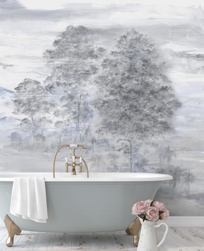 grey and beige customisable abstract landscape mural called Velaria by Loris Drago