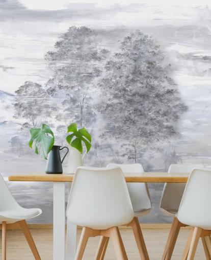 mural de paisaje abstracto personalizable gris y beige llamado Velaria de Loris Drago