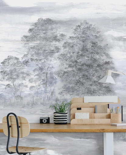 grijze en beige aanpasbare abstracte landschapsmuurschildering genaamd Velaria van Loris Drago grijze en beige aanpasbare abstracte landschapsmuurschildering genaamd Velaria van Loris Drago
