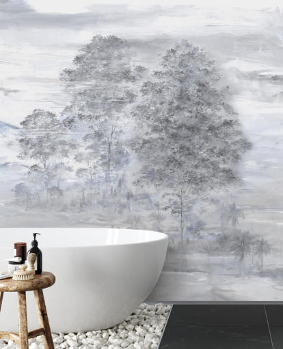 peinture murale de paysage abstraite personnalisable grise et beige appelée Velaria par Loris Drago