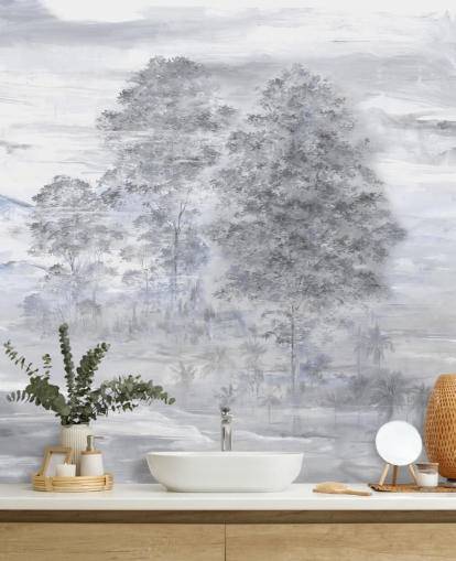 peinture murale de paysage abstraite personnalisable grise et beige appelée Velaria par Loris Drago