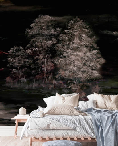 mural de pared oscuro personalizable llamado Velaria II de Loris Drago para dormitorios y pasillos