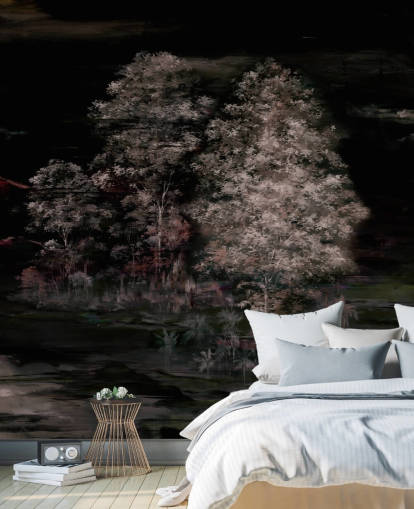 murale con natura scuro personalizzabile chiamato Velaria II di Loris Drago per camere da letto e corridoi