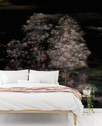 mural de parede natural escuro e personalizável chamado Velaria II de Loris Drago para quartos e corredores