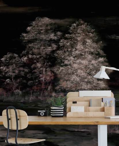dark customisable nature wall mural called Velaria II by Loris Drago for bedrooms and hallways