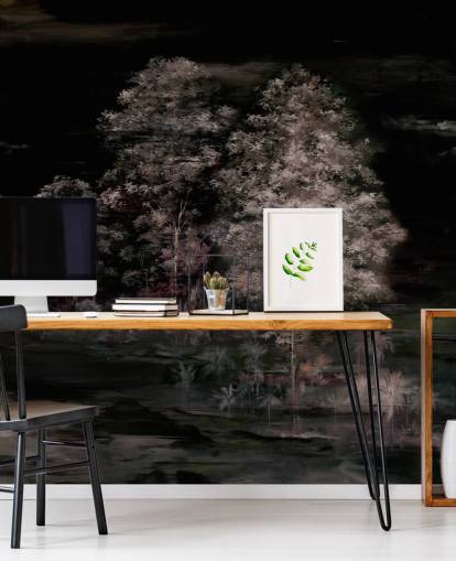 murale con natura scuro personalizzabile chiamato Velaria II di Loris Drago per camere da letto e corridoi murale con natura scuro personalizzabile chiamato Velaria II di Loris Drago per camere da letto e corridoi