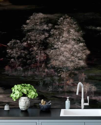 dark customizable nature wall mural called Velaria II by Loris Drago for bedrooms and hallways