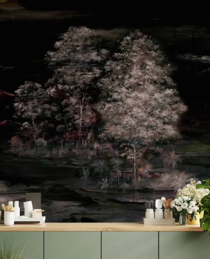 dark customizable nature wall mural called Velaria II by Loris Drago for bedrooms and hallways