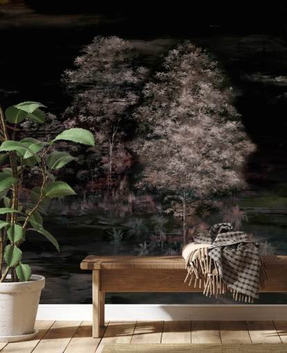 dark customisable nature wall mural called Velaria II by Loris Drago for bedrooms and hallways